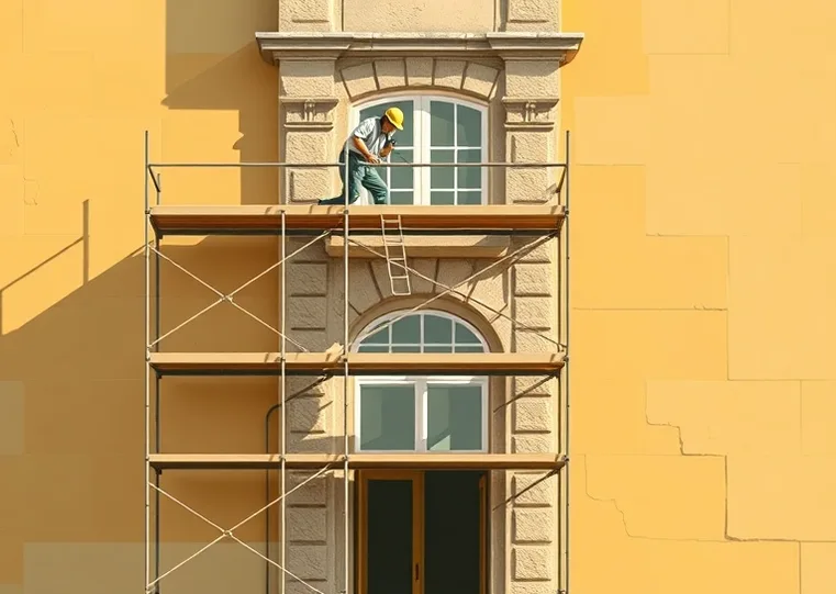 Ravalement de façade en pierre, nettoyage et application d'enduit