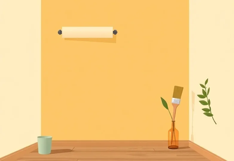 Pose de papier peint, rouleau et brosse à maroufler